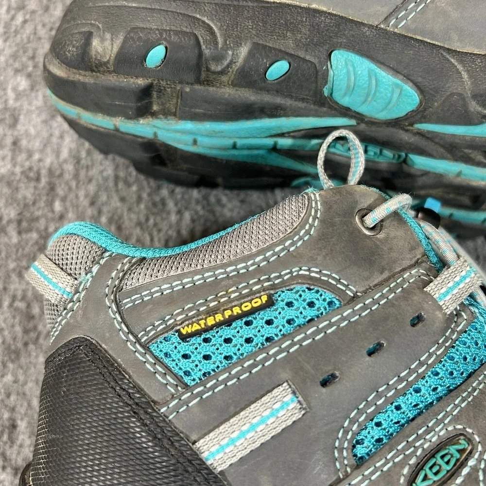 Keen Shoes Youth Size 4 Koven Low Hiking Walking Teal Gray Waterproof